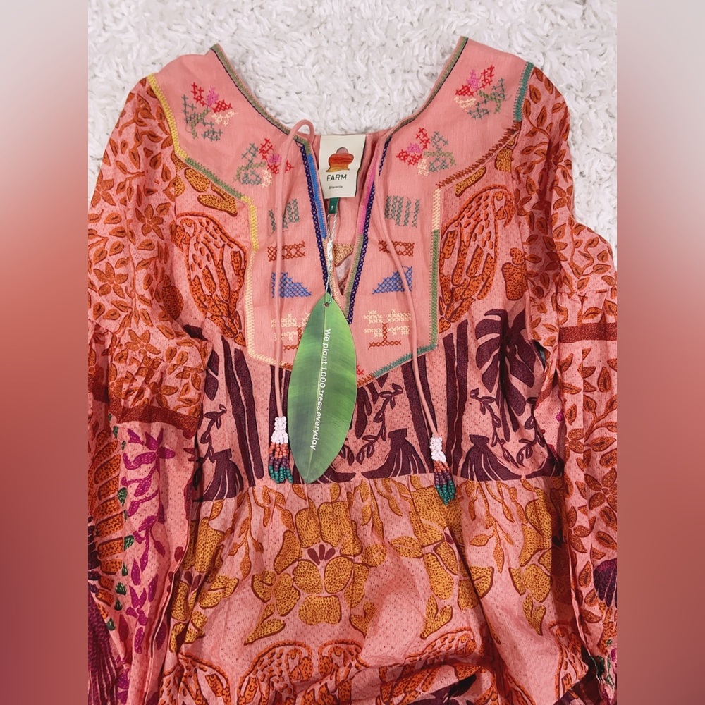 NWT Farm Rio Ainika Print Tiered Macaws Maxi Dress S - Picture 8 of 11
